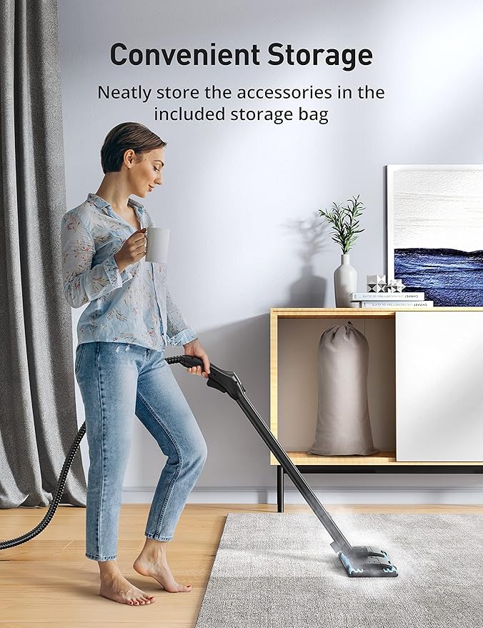 Handheld Steam Cleaner, 293°F 58 PSI Powerful Multipurpose Steam Mop for Home Use, 50Oz Capacity, Heavy Duty Steamer for home, Handheld Steamers, Floors, Cars, Tiles, Crack Cleaning, Titanium