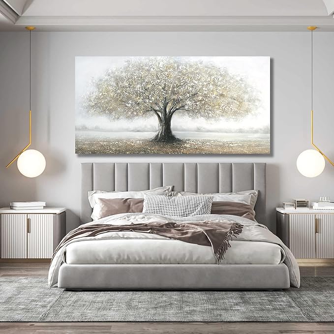 Yuaxker Tree Wall Art Gray Wall Decor Modern Home Decor Trendy Canvas Painting Artwork for Living Room Bedroom Dining Room Office Home Decor 24x48 Inch