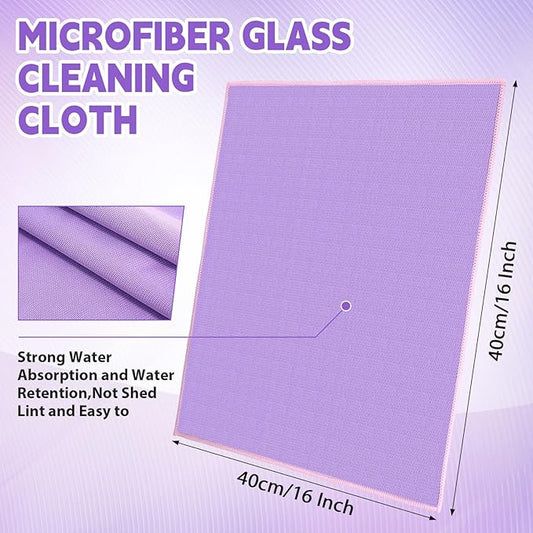 Maxcheck 24 Pack Magic Cleaning Cloth, 16 x 16 Inch Microfiber Glass Cleaning Cloths Reusable Lint Free Microfiber Towels for Kitchen Dish, Windows, Mirror, Glass, Car(Purple)