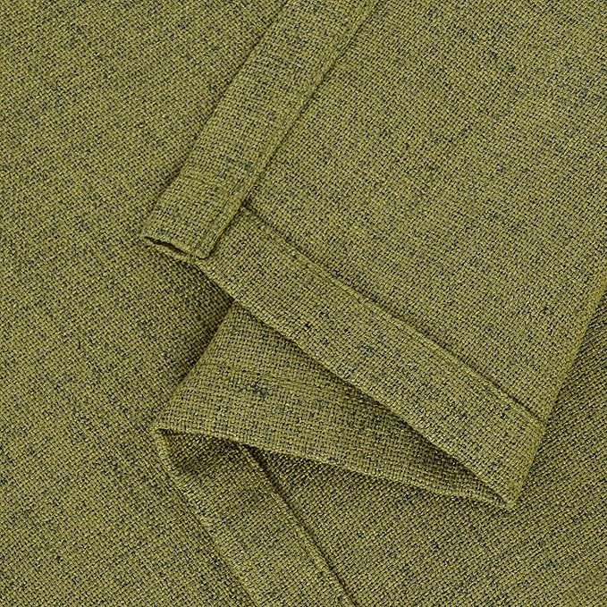 YoungsTex Olive Green Linen Curtains 63 Inches Length for Bedroom - Short Textured Light Filtering Window Drapes with Bronze Grommet Privacy for Living Room/Farmhouse, 2 Panels, 42 x 63 Inch