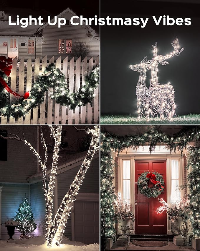 JACKYLED Outdoor String Lights Waterproof, 178FT 500 LED Plug in Christmas Light with 8 Modes, Fairy String Lights for Xmas Tree Halloween Holiday Party Garden Yard House Decoration, Cool White