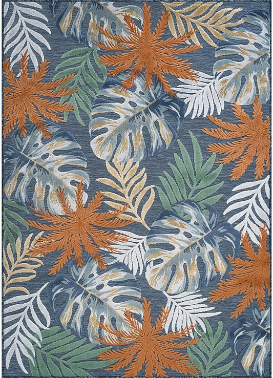 Floral Indoor Outdoor Rugs 9x12 Large Area Rug for Living Room, Patio Decor, Kitchen, and Entryway Rug, Washable Stain Resistant Outside Carpet Midnight 9 x 12