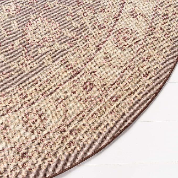 Rugs.com Aditi Collection Rug – 7' Round Brown Low Rug Perfect for Kitchens, Dining Rooms