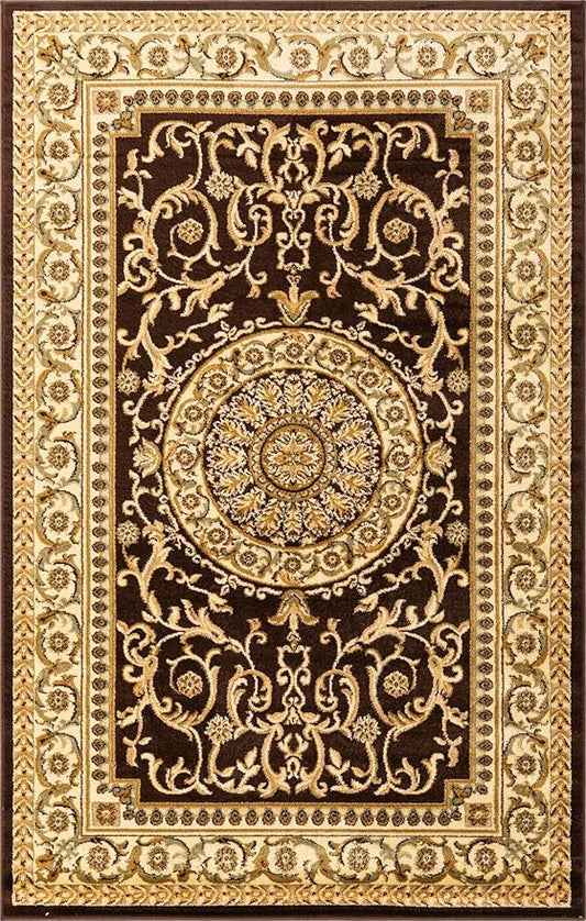 Rugs.com Chateau Collection Rug – 5x8 Brown Medium-Pile Rug Perfect for Bedrooms, Dining Rooms, Living Rooms