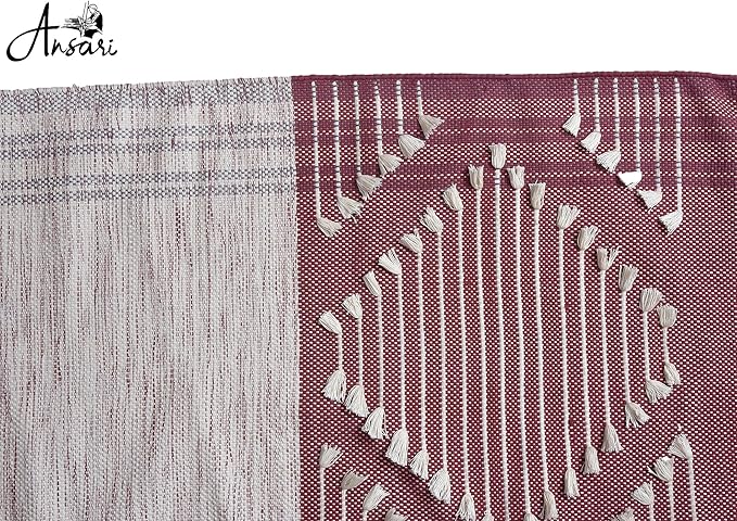 Craftyansari Handwoven Cotton Yoga Mat, Natural, 72 x 24 Inches, Fair Trade, Soft Absorbent Surface for Exercise, Workout, Meditation