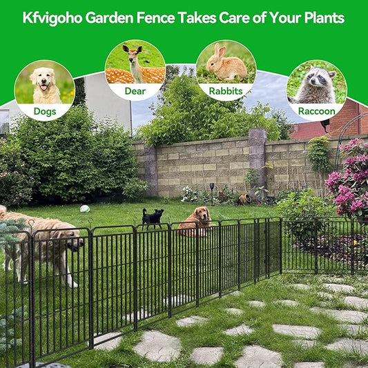 32 Panels No Dig Garden Fence 72 ft(L) X 40 in(H) Animal Barrier for Yard, Patio, Garden Borders, Outdoor Decorative Fencing with Thick Pipe Metal Panels