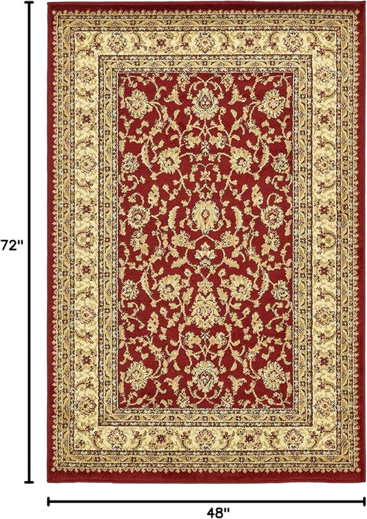 Rugs.com Aditi Collection Rug – 4' x 6' Red Low Rug Perfect for Living Rooms, Large Dining Rooms, Open Floorplans