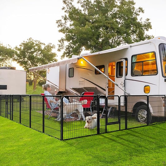 Yaheetech Dog Playpen Outdoor, 32 inch 24 Panels Dog Pen Indoor Heavy Duty Puppy Exercise Pen Metal Pet Fence for RV Camping/Yard/Garden