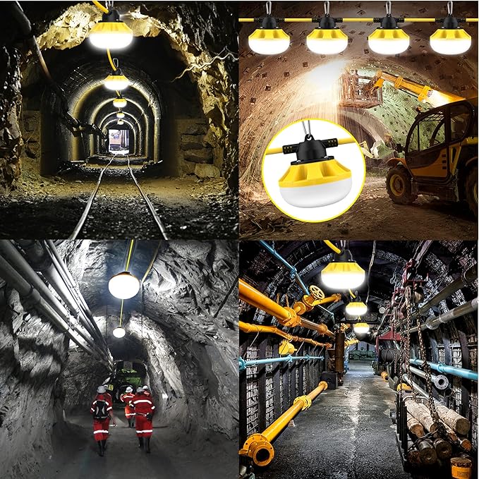 50FT Construction String Lights LED Industrial Grade Best for Construction Sites, Renovation, Walkways,Patio,Mine cave, Outdoor, and Other Outdoor Lighting Solutions Use,Free for Climbing Hook
