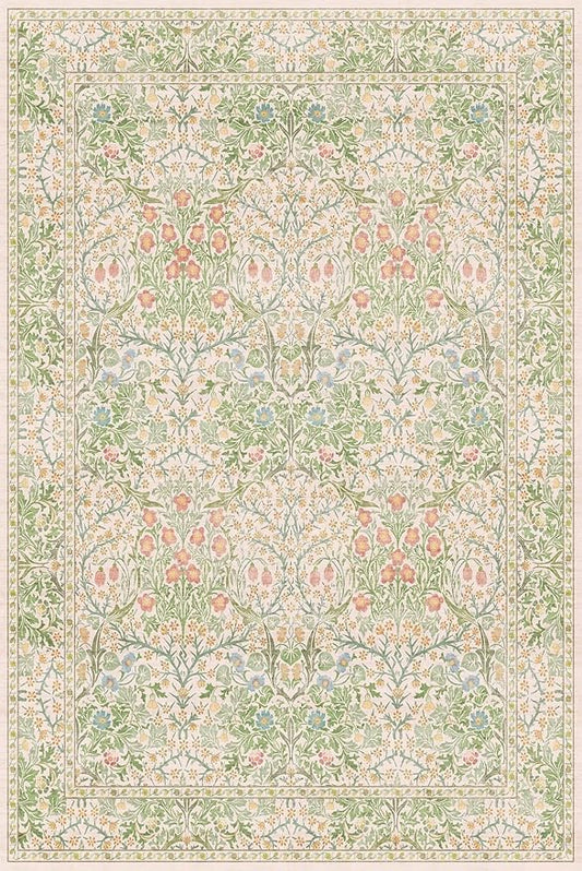 Hazo Haus Light Beige Green Area Rugs for Dining Room, 6x9 Washable Area Rug for Bedroom, Living Room, Nursery Room, Kids Play Room, Low Pile Non-Slip - Vintage Design & Stain Resistance