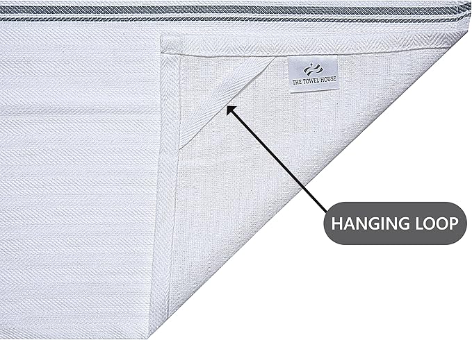 Premium Cotton Kitchen Towels - Extra Large 18x28 Inches - Super Absorbent, Quick-Dry Dish Towels with Hanging Loop - Grey (Pack of 12)