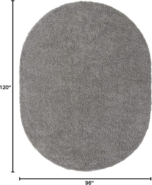 Unique Loom Solid Shag Collection Area Rug (8' x 10' Oval, Cloud Gray)