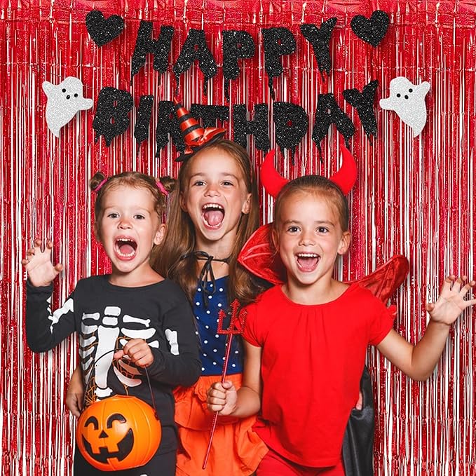 BRAVESHINE Red Tinsel Foil Fringe Curtains - 2Pcs 3.2x8.2ft Holidays Photo Booth Party Backdrop for Christmas/Girl/Birthday/Valentine’s/Bridal/Bachelorette/Anniversary/Engagement/New Years Decorations