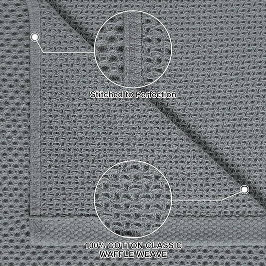 Homaxy 100% Cotton Kitchen Towels and Dishcloths Set, 12 x 12 Inches and 13 x 28 Inches, Set of 12 Bulk Kitchen Towels Set, Ultra Soft Absorbent Dish Cloths for Washing Dishes, Grey