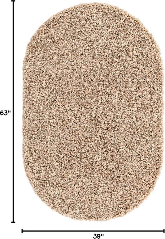 Unique Loom Solid Shag Collection Area Rug (3' 3" x 5' 3" Oval, Taupe)