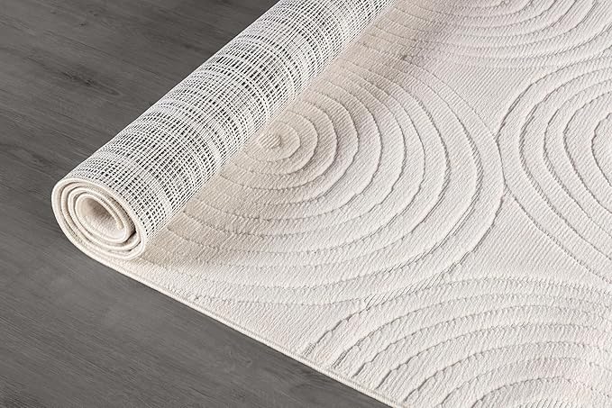 Beverly Rug Micro Loop Area Rug Light Gray 9x12 Geometric Modern Luxury Circular Durable Soft Indoor Rugs for Living Dining Room Office Stain Resistant Non Shedding Casual Indoor Carpet 9 x 12