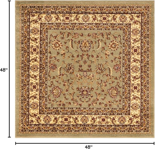 Rugs.com Aditi Collection Rug – 4' Square Green Low Rug Perfect for Living Rooms, Kitchens, Entryways