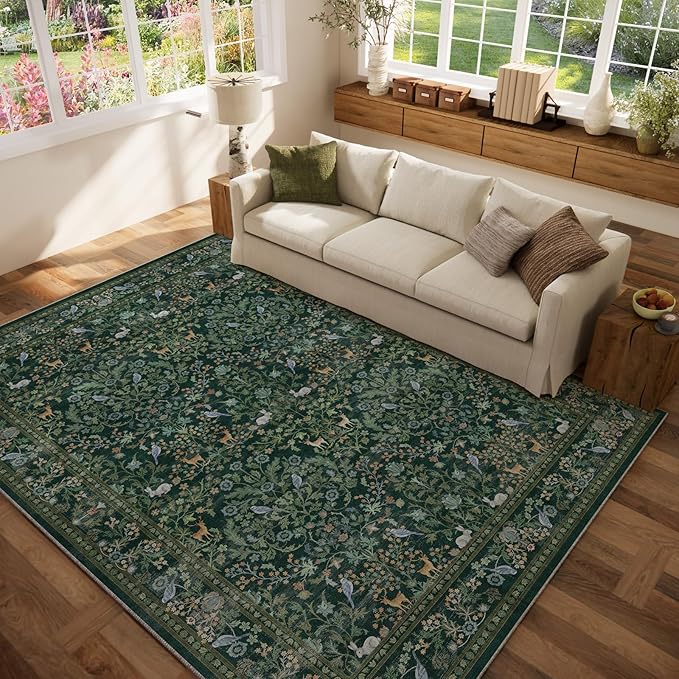 Washable Area Rugs for Living Room: 6x9 Rugs for Bedroom Stain Resistant Non Slip Low Pile Lightweight Soft Carpets for Bedroom Kitchen Dining Room Nursery Kids Room Farmhouse Home Office