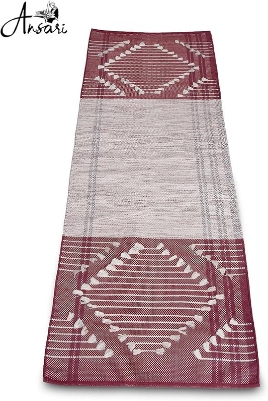 Craftyansari Handwoven Cotton Yoga Mat, Natural, 72 x 24 Inches, Fair Trade, Soft Absorbent Surface for Exercise, Workout, Meditation