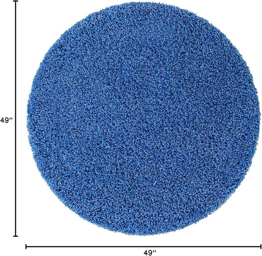 Unique Loom Solid Shag Collection Area Rug (4' 1" Round, Periwinkle Blue)