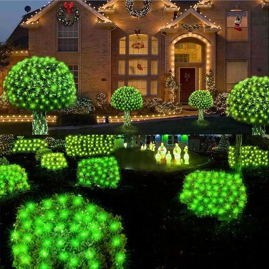 WBao Christmas Lights, 200LED 8.4ft x 5.2ft Net Lights Outdoor Mesh Light with 8 Modes, Timer, UL Certified, End to End Connectable, Waterproof for Lawn, Bushes Outdoor Christmas Decorations, Green