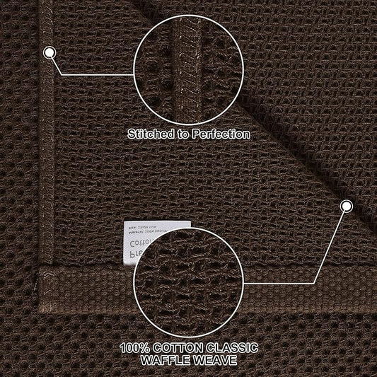 Homaxy 100% Cotton Kitchen Towels and Dishcloths Set, 12 x 12 Inches and 13 x 28 Inches, Set of 12 Bulk Kitchen Towels Set, Ultra Soft Absorbent Dish Cloths for Washing Dishes, Dark Brown