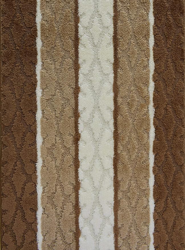 Custom Size Damask Hallway Runner Rug Slip Resistant, 26 Inch Wide x Your Choice of Length Size, Beige, 26 Inch X 22 Feet, Sold and Priced Per Foot
