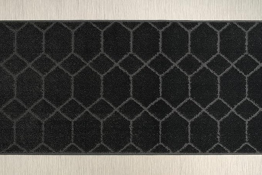 Custom Size Hallway Carpet Runner Rug, Slip Resistant, 31 Inch Wide X Your Choice of Length, Trellis Anthracite, 31 Inch X 17 feet