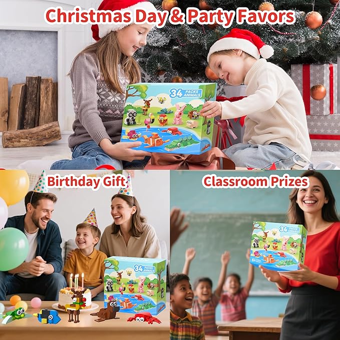 961PCS 8 Pack Party Favors for Kids Building Set,Mini Animals Building Kit Toys,Goodie Bags Stuffers,Christmas Birthday Easter Gifts Ages 6+