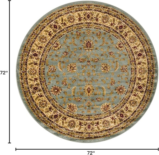 Rugs.com Aditi Collection Rug – 6' Round Light Blue Low Rug Perfect for Kitchens, Dining Rooms