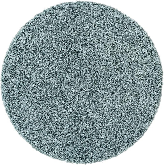 Unique Loom Solid Shag Collection Area Rug (4' 1" Round, Light Slate Blue)