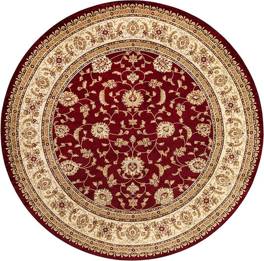 Rugs.com Aditi Collection Rug – 13 Ft Round Red Low Rug Perfect for Kitchens, Dining Rooms