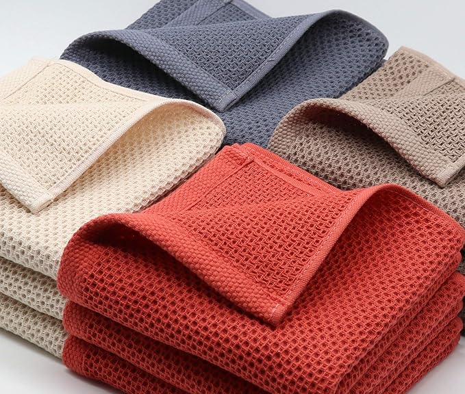 Mia'sDream Cotton Hand Face Head Towel Waffle Weave Kitchen Tea Towel Dish Towels, Soft and Absorbent Bath Guest Gym Towel Washcloths, 13inch x 28inch 3 Pack(Multi Color)