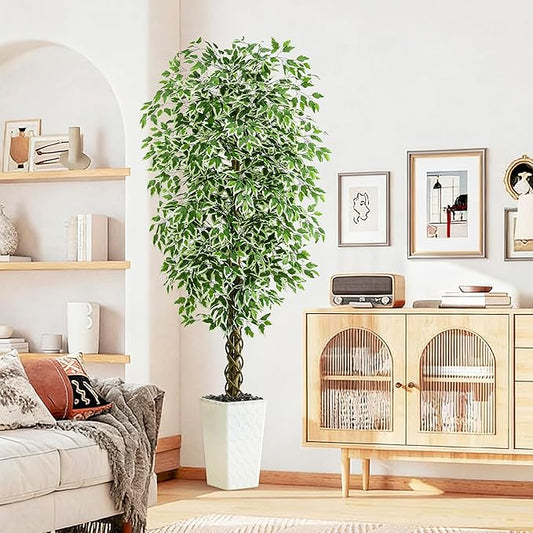 Artificial Ficus Tree (1, Crack-White, 6FT)