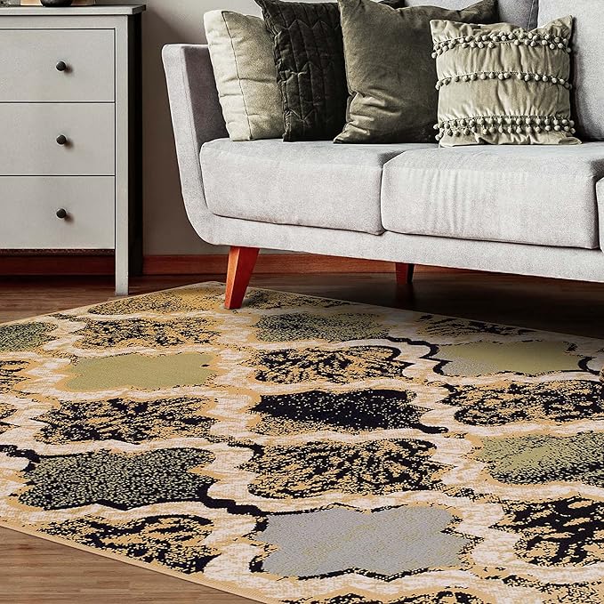 Superior Indoor Small Area Rug, Jute Backed, Perfect for Living/Dining Room, Bedroom, Office, Kitchen, Entryway, Modern Geometric Trellis Floor Decor, Viking Collection 4' x 6' - Multi-Colored