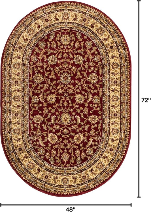 Rugs.com Aditi Collection Rug – 4' x 6' Oval Red Low Rug Perfect for Living Rooms, Large Dining Rooms, Open Floorplans