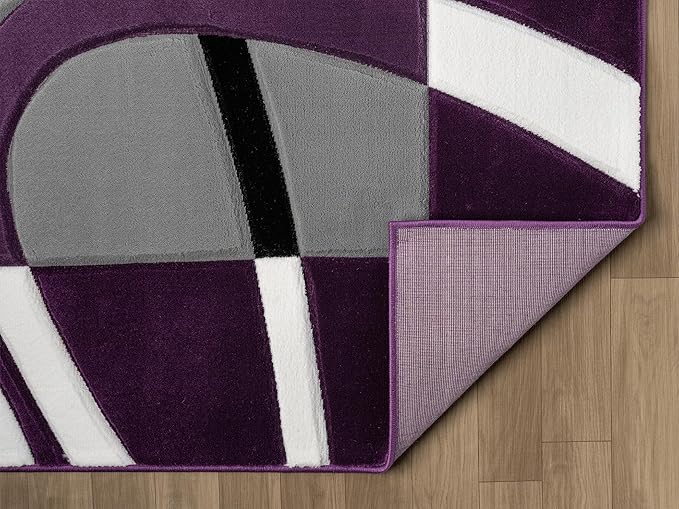 Ultra Soft Area Rug Hand Carved - Modern Abstract Design for Indoor Living Room & Bedroom - Stain Resistant, Easy to Clean - (2'7''x7, Plum)