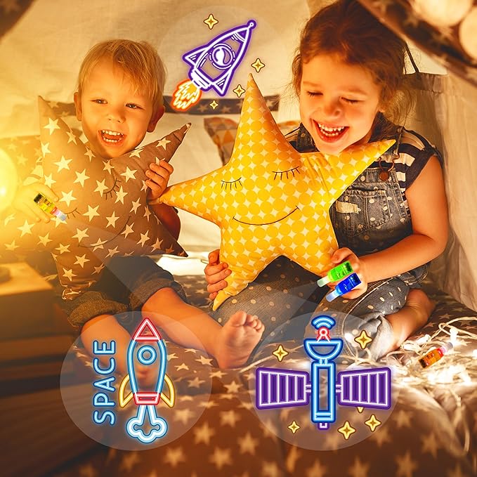 24PCS Space themed Party Favors-LED Finger Lights:Glow-in-the-Dark Light-Up Toys Bulk for Kids Boys Girls,Outer Space Party Decorations Supplies, Party Goodie Bags, Classroom Prizes, Fun Gifts