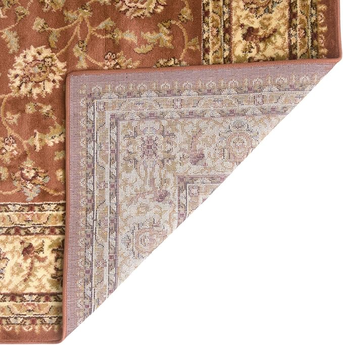 Rugs.com Aditi Collection Rug – 4' Square Brick Red Low Rug Perfect for Living Rooms, Kitchens, Entryways