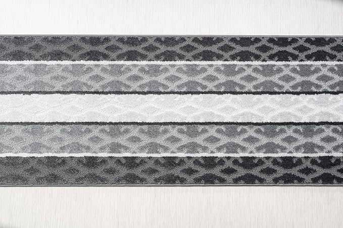 Custom Size Hallway Runner Rug, Slip Resistant, 26 Inch Wide x Your Choice of Length Size, Damask Anthracite, 26 Inch X 29 Feet, Sold and Priced Per Foot
