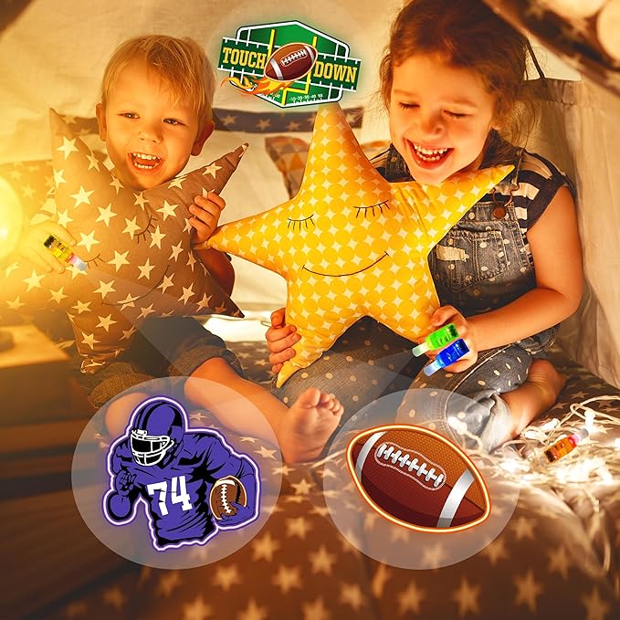 24PCS Football Party Favors-LED Finger Lights:Glow-in-the-Dark Light-Up Toys Bulk for Kids,Football Theme Birthday Party Decorations Supplies,Goodie Bags Stuffers, Classroom Prizes, Fun Gifts