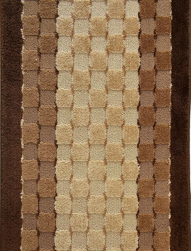 Custom Cut Hallway Runner Rug, Slip Resistant, 31 Inch Wide X Your Choice of Length, Checkered Brown, 31 Inch X 34 feet