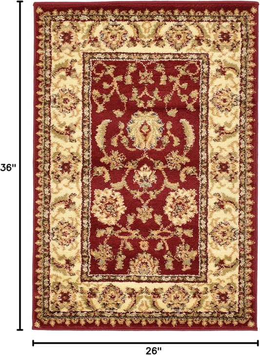 Rugs.com Aditi Collection Rug – 2' 2 x 3' Red Low Rug Perfect for Living Rooms, Large Dining Rooms, Open Floorplans