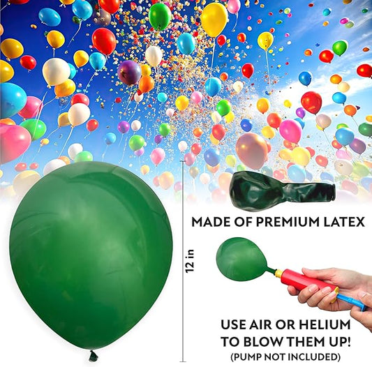 Dark Green Balloons 100 Pack, 12 Inch Dark Green Latex Balloons For Birthdays, Weddings, Baby Showers, Holidays