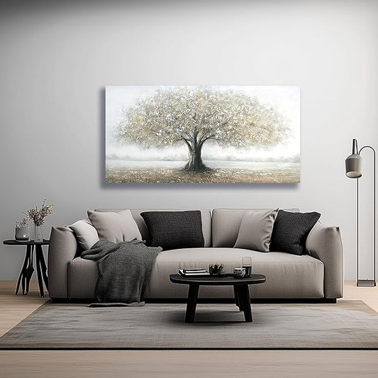 Yuaxker Tree Wall Art Gray Wall Decor Modern Home Decor Trendy Canvas Painting Artwork for Living Room Bedroom Dining Room Office Home Decor 24x48 Inch