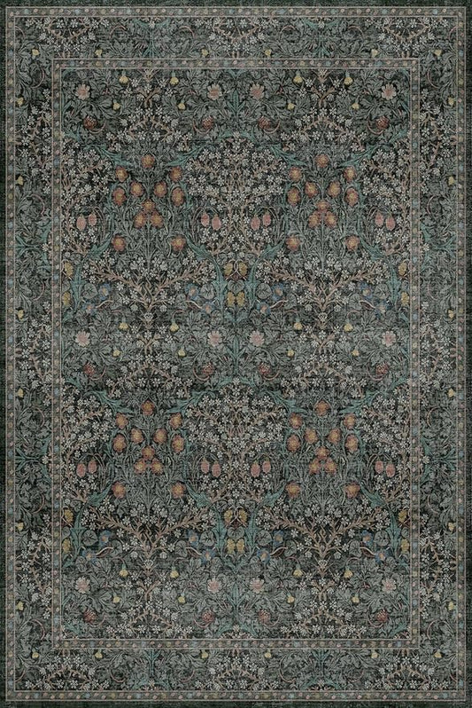 Dining Room Rugs for Under Table - 6x9 Washable Dark Green Oriental Area Rug for Living Room, Low Pile Non-Slip Floor Carpet for Bedroom - Vintage Design & Stain Resistance (6x9 Dark Green)
