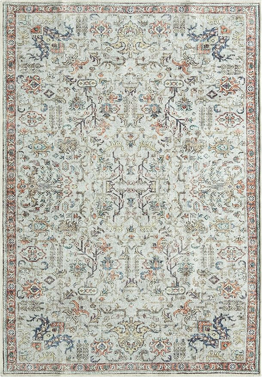 Keen Home Design 9x12 Rug - Machine Washable Area Rug with Non-Slip Backing, Ideal for Living Room, Dining Room, Bedroom - Vintage, Easy Clean, Durable, Low Pile Rug - (9' x 12')
