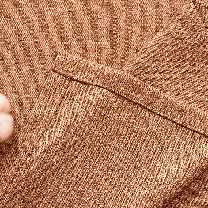 BGment Terracotta Linen Curtains for Living Room 72 Inch Length 2 Panels Set, Light Filtering Country Rustic Window Drapes Textured for Bedroom Privacy Non See Through Burnt Orange, Each 52 Inch Wide