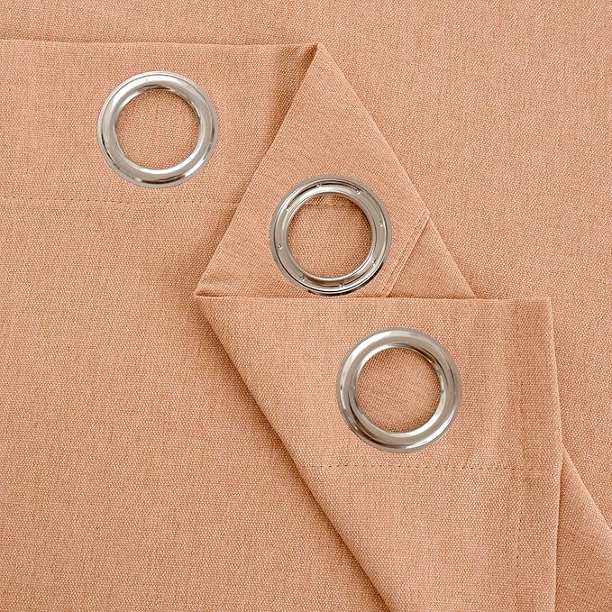 BGment Peach Linen Curtains for Living Room 90 Inch Length 2 Panels Set, Spring Country Rustic Window Drapes Textured Light Filtering for Bedroom Laundry Privacy Decor, Each 52 Inch Wide