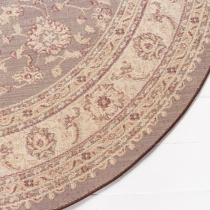 Rugs.com Aditi Collection Rug – 7' 10 Round Brown Low Rug Perfect for Kitchens, Dining Rooms